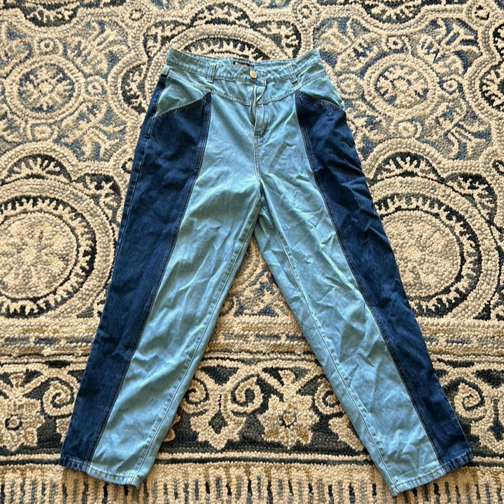 Size 10 Nasty Gal Two-Tone Mom Jeans